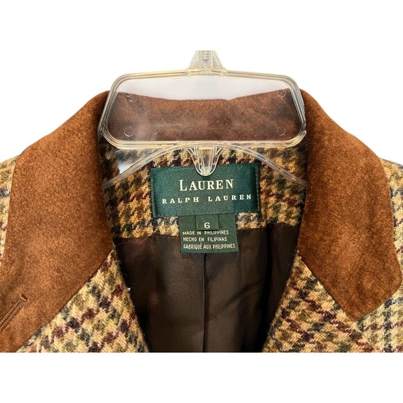 LAUREN Ralph Lauren Houndstooth Wool Equestrian Blazer Jacket  Women's 6  Riding - Picture 7 of 11
